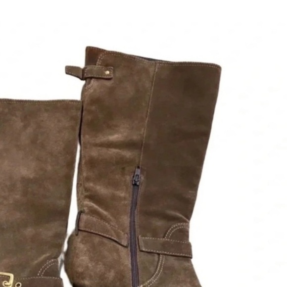 Coach Robynn Suede Mid-Calf Heel Boots Brown - Picture 2 of 6